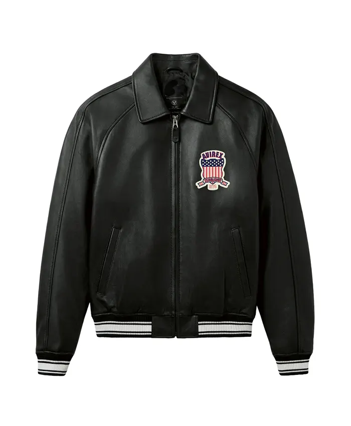 AVIREX Icon Leather Bomber Jacket Black