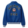 AVIREX Icon Leather Bomber Jacket Blue Back