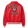 AVIREX Icon Leather Bomber Jacket Red Back