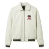 AVIREX Icon Leather Bomber Jacket White