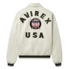 AVIREX Icon Leather Bomber Jacket White Back
