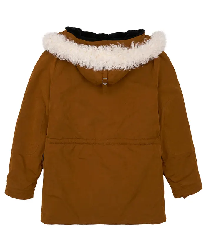 AVIREX Snorkel Fur Hooded Jacket Brown Back