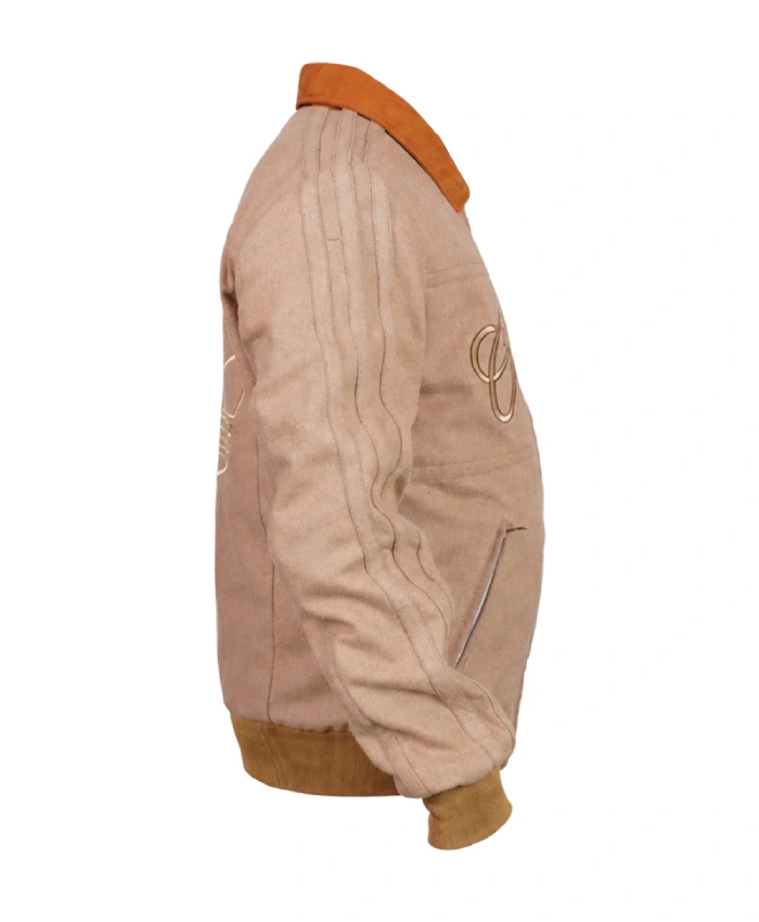 Adidas Chinese New Year Crafted Bomber Jacket in brown wool-blend fabric