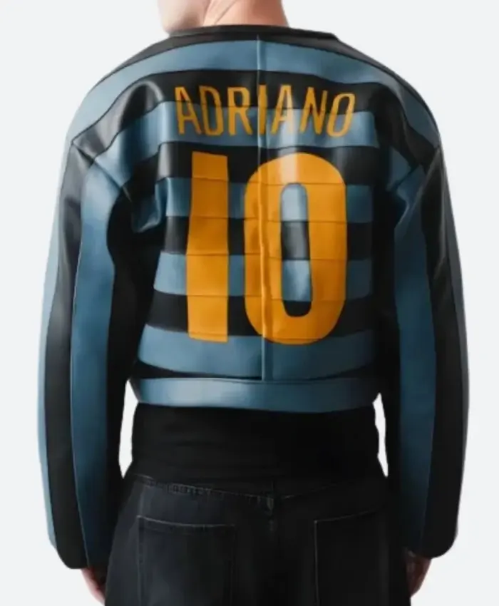 Adriano 10 Dedictd Blue and Black Leather Jacket