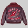 Avirex Usa Track Team Burgundy and Red Leather Jacket