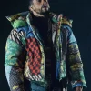 Bad Bunny Super Bowl Multicolor Puffer Jacket For Sale