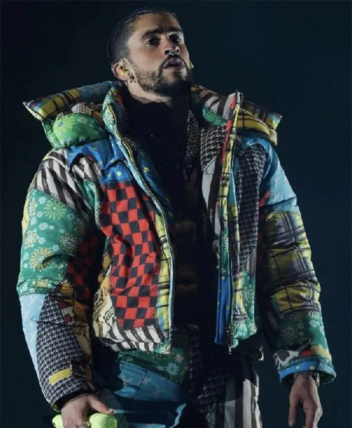 Bad Bunny Super Bowl Multicolor Puffer Jacket For Sale