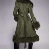Beyond the Gates Ambyr Michelle Olive Green Suede Coat Back