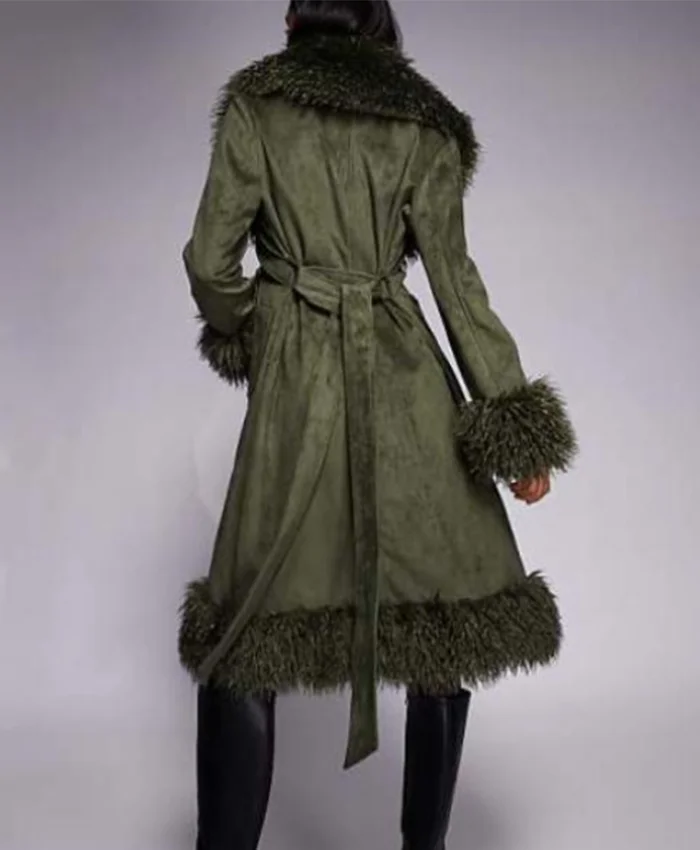 Beyond the Gates Ambyr Michelle Olive Green Suede Coat Back