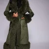 Beyond the Gates Ambyr Michelle Olive Green Suede Coat For Sale
