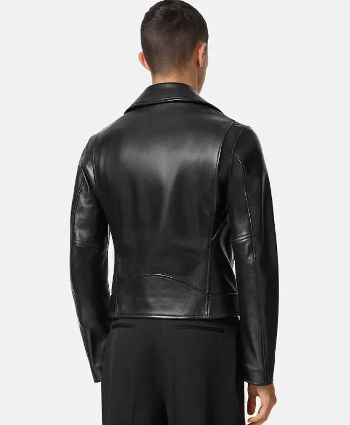 Black Nappa Leather Biker Jacket Back