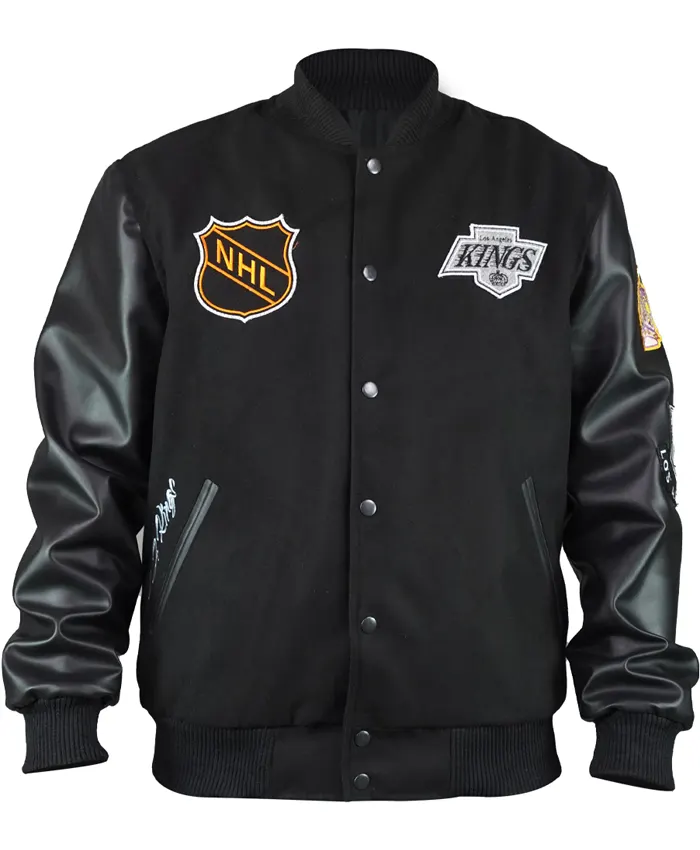 Black Out Team Logo LA Kings Varsity Jacket