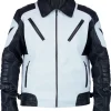 Black and White Motorcycle Leather Jacket