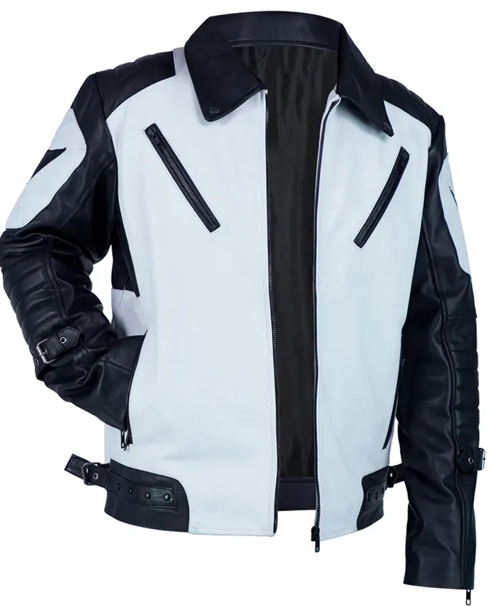 Black and White Motorcycle Leather Jacket For Men and Women- Buy Now