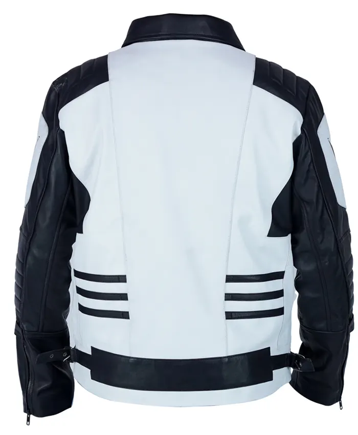 Black and White Motorcycle Leather Jacket For Men and Women