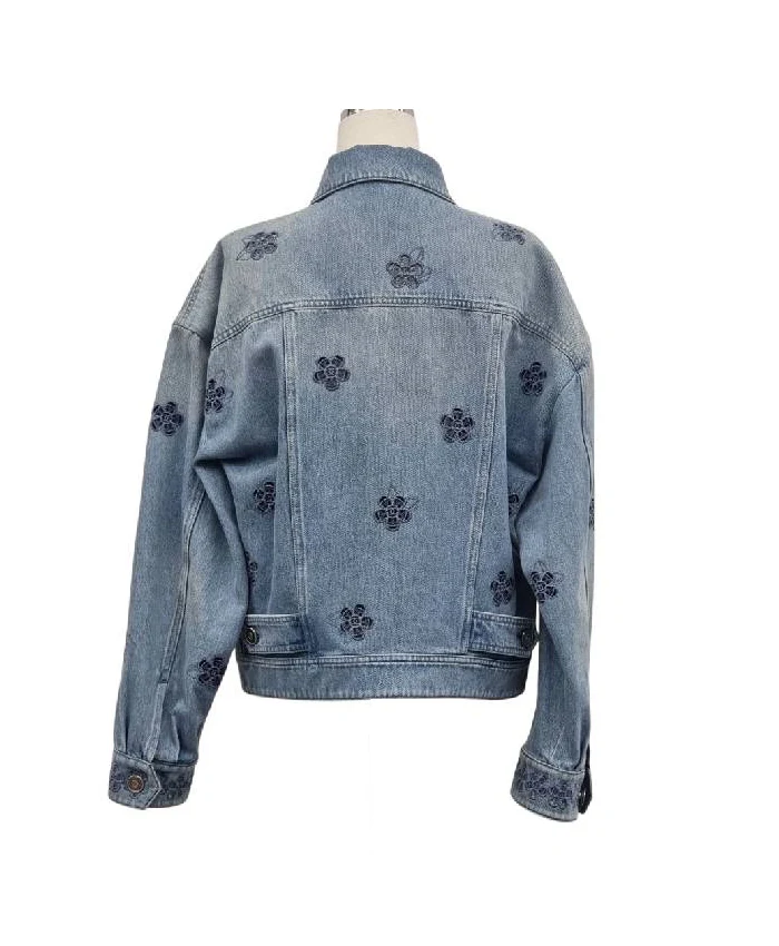 Bridgett Reese The Madison S01 Blue Floral Denim Jacket Back
