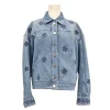 Bridgett Reese The Madison S01 Blue Floral Denim Jacket For Sale