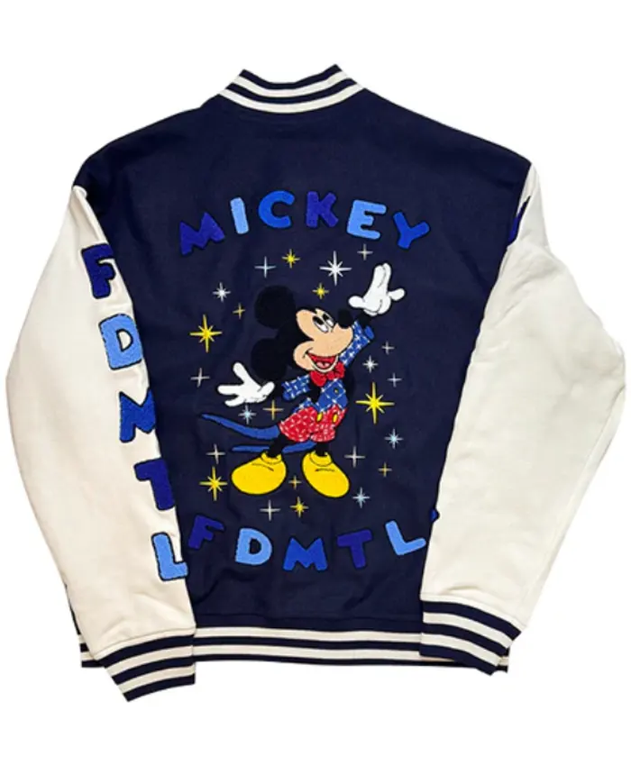 Buy FDMTL Mickey Navy Blue and White Baseball Varsity Jacket for Men and Women