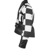 Shop Hailee Steinfeld Sinners Mary Black and White Leather Checkered Jacket