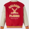 Calgary Flames Red and Beige Varsity Jacket For Sale