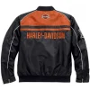 Casual Harley davidson Black and Orange Motorcycle Jacket
