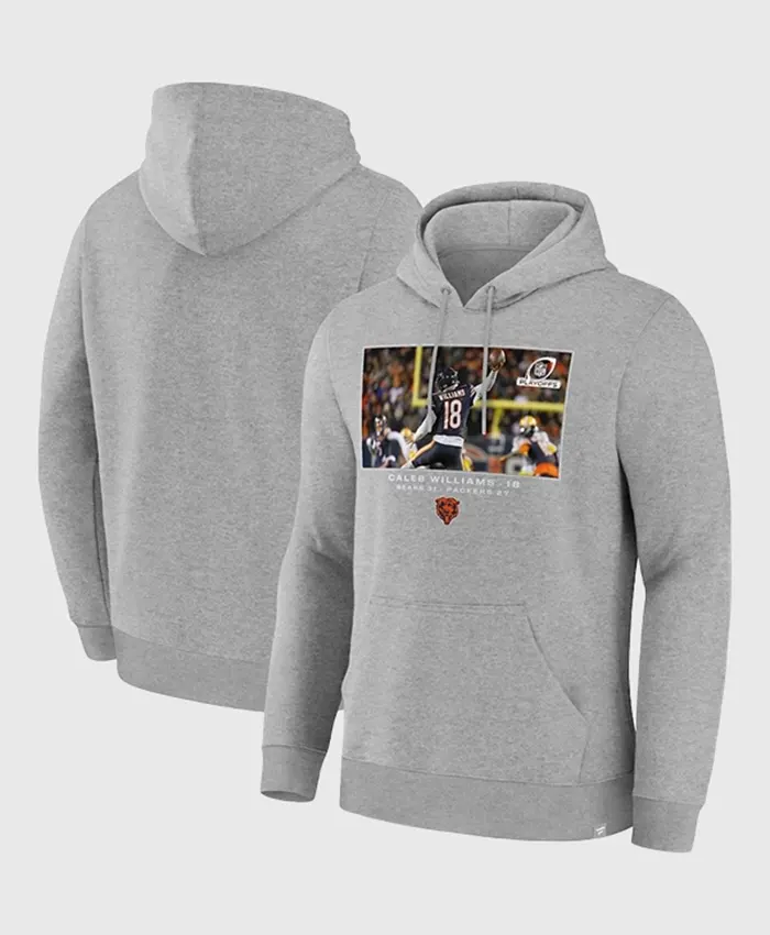 Chicago Bears Caleb Williams Grey Flash Features Hoodie