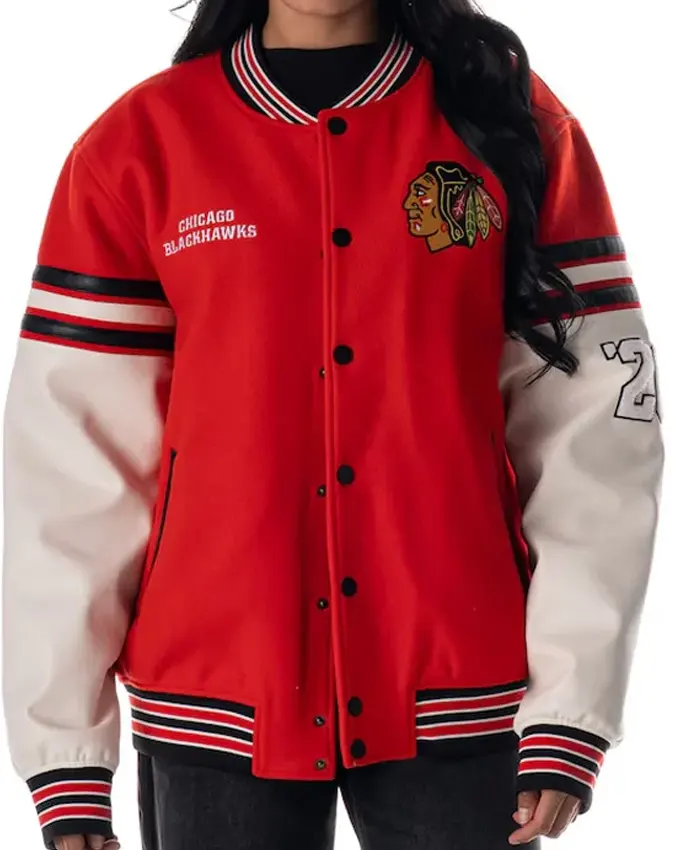Chicago Blackhawks Drop Shoulder Varsity Jacket-10$ off