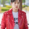 Cho Jun-young Spirit Fingers Red Leather Jacket