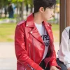 Cho Jun-young Spirit Fingers Red Leather Jacket For Sale