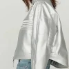 Chrome Hearts 2025 The Racer Front Zip 115 Silver Metallic Leather Jacket