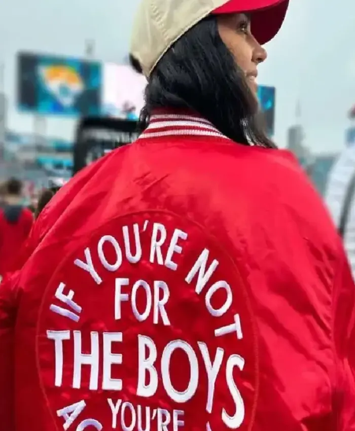 Claire Kittle The Boys Red Bomber Jacket-BACK