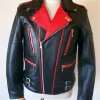 Classic Biker Red And Black Leather Jacket