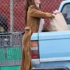 Daisy Edgar-Jones Here Comes The Flood Brown Suede Coat For Sale