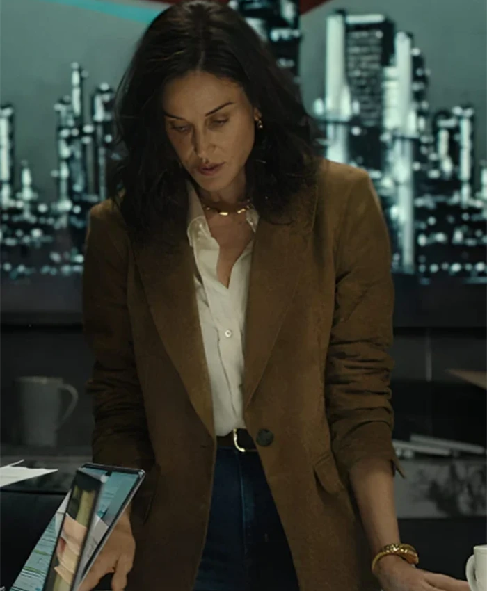 Demi Moore Landman S02 Brown Leather Blazer