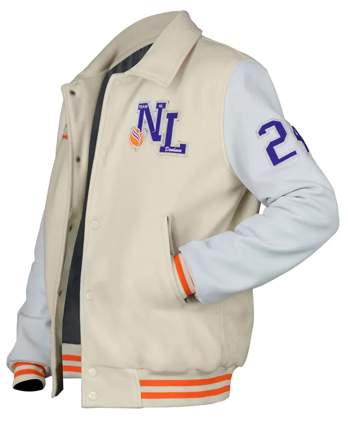 Denham Netherlands Olympic Team Cream Varsity Jacket For Men and Women
