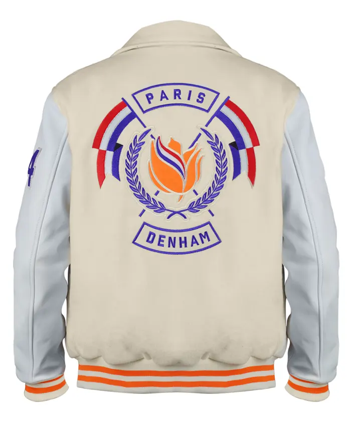 Denham Netherlands Olympic Team Cream Varsity Jacket For Men