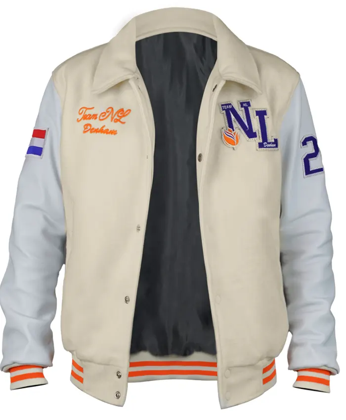 Denham Netherlands Olympic Team Cream Varsity Jacket -Shop Now