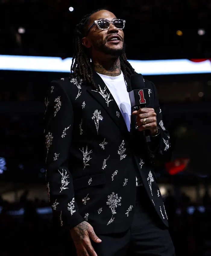 Derrick Rose Retirement Ceremony Black Blazer For Sale