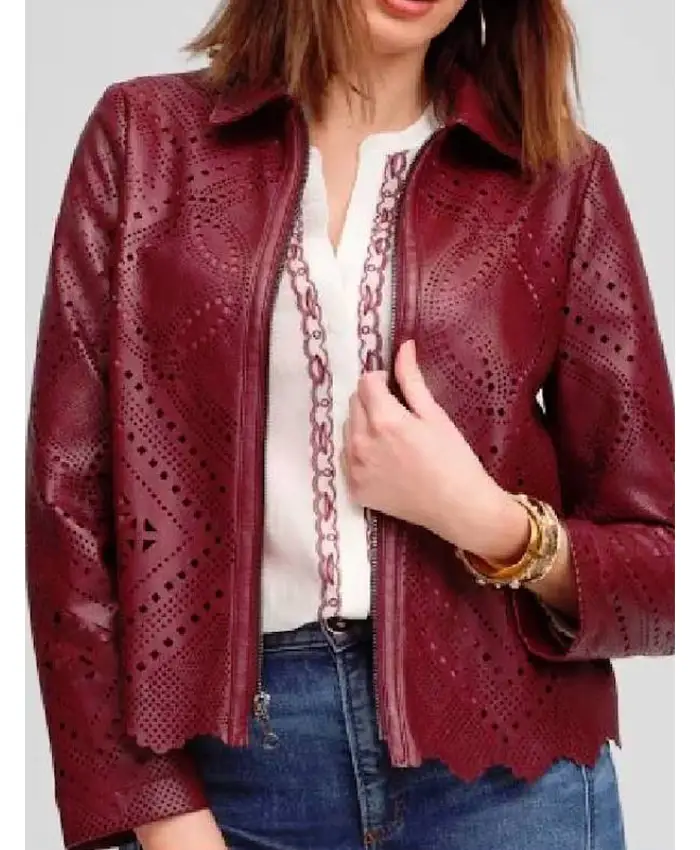 Donna Kelce The Traitors US S04 Leather Jacket Front