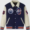 Edmonton Oilers Navy and Beige Varsity Jacket