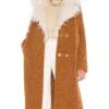 Emi­ly Oroz­co Ac­cess Hol­ly­wood Brown Sher­pa Fur Coat For Sale