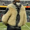 Erin Andrews 49ers vs Eagles Game Fur Jacket Back