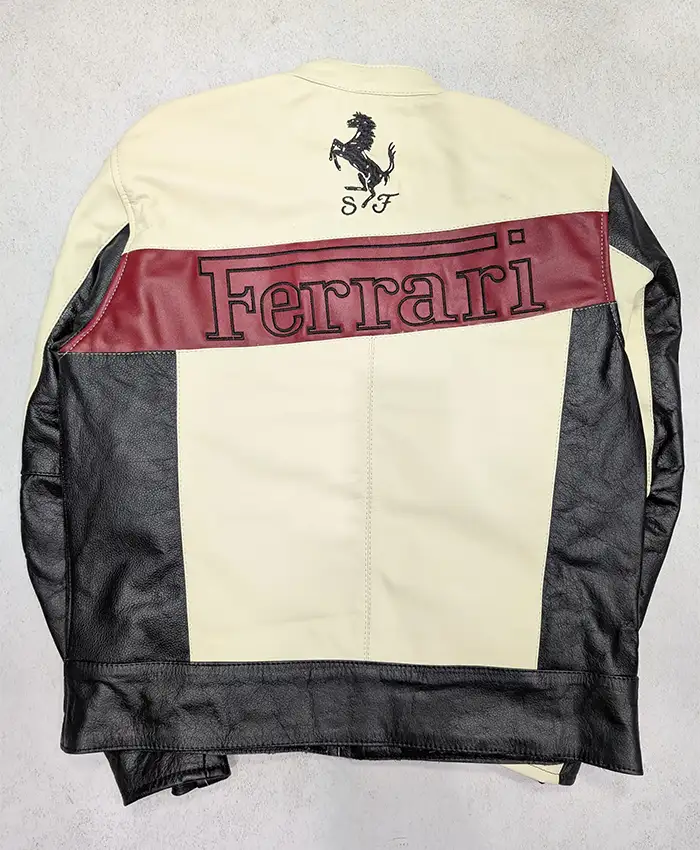F1 Ferrari Vintage Streetwear Leather Jacket For Sale
