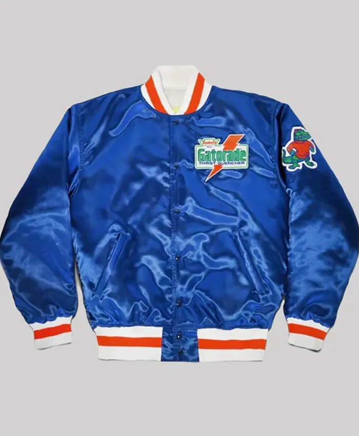 Gatorade Florida Gators Thirst Quencher Born In The Swamp Blue Satin Varsity Jacket