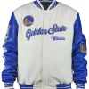Golden State Warriors Cream and Blue Varsity Jacket- Buy now