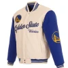 Golden State Warriors White and Blue Varsity Jacket