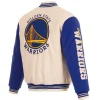 Golden State Warriors White and Blue Varsity Jacket For Sale