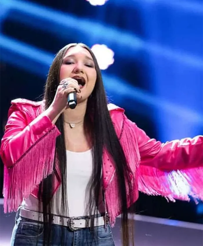 Hailey Wright The Voice S27 Pink Fringe Jacket For Sale
