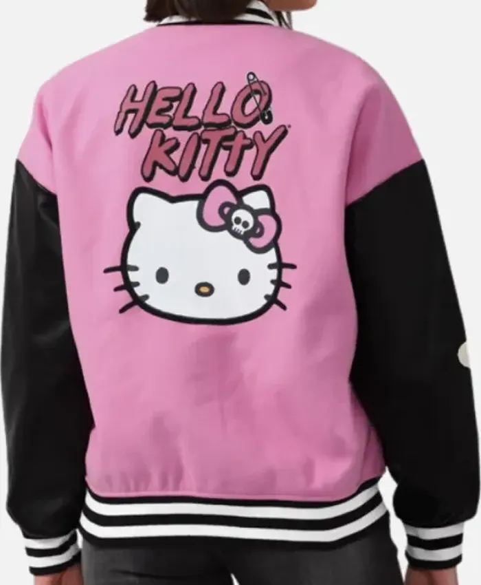 Hello Kitty Pink and Black Varsity Jacket For Sale