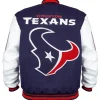 Houston Texans Mashup Classic Rib Navy and White Varsity Jacket For Women